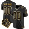 Titans 1997 Throwback Gold Vapor Custom Jersey – All Stitched – Black Gold Jersey