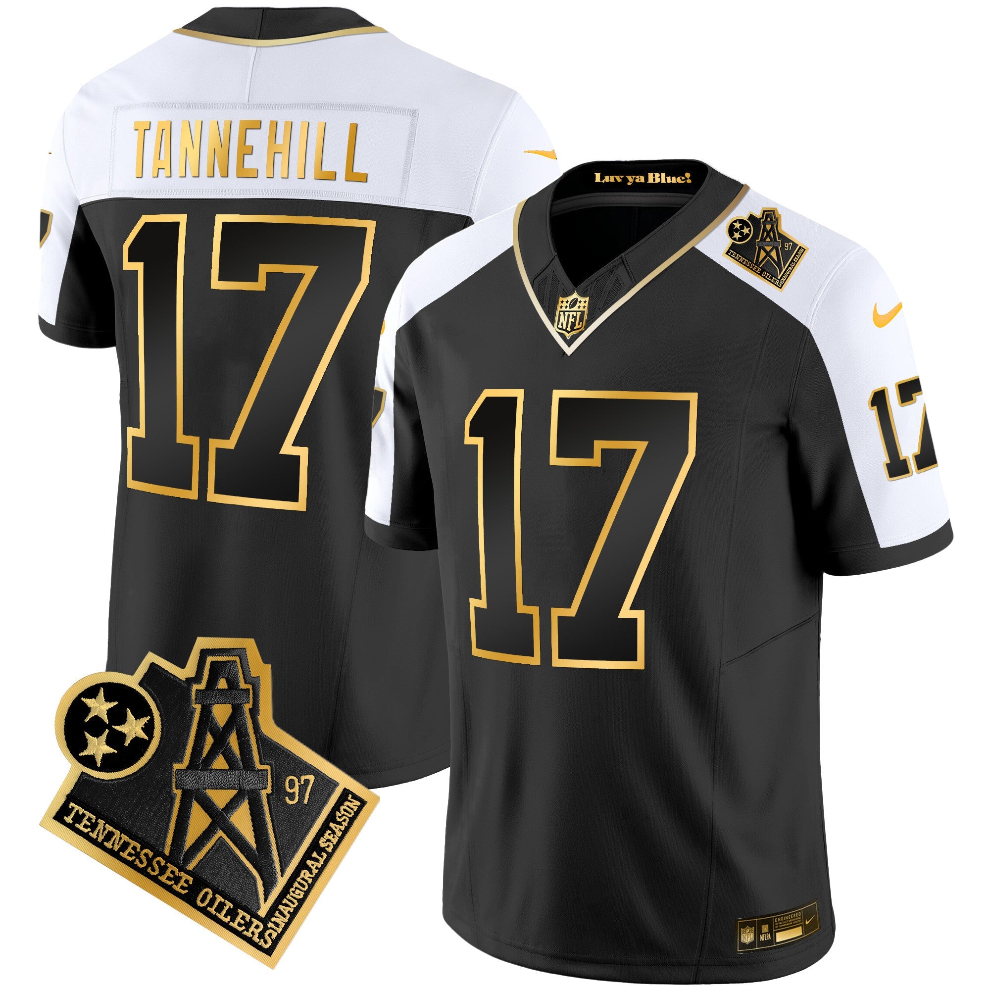 Titans 1997 Throwback Gold Vapor Jersey – All Stitched – Alternate – Ryan Tannehill Jersey