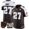 Browns #32 Jim Brown Memorial & Home Patch Jersey V3 – All Stitched – Alternate – Kareem Hunt Jersey