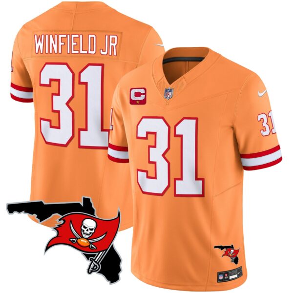 Buccaneers Florida Patch Vapor Limited Jersey – All Stitched – Orange – Antoine Winfield Jr. Jersey