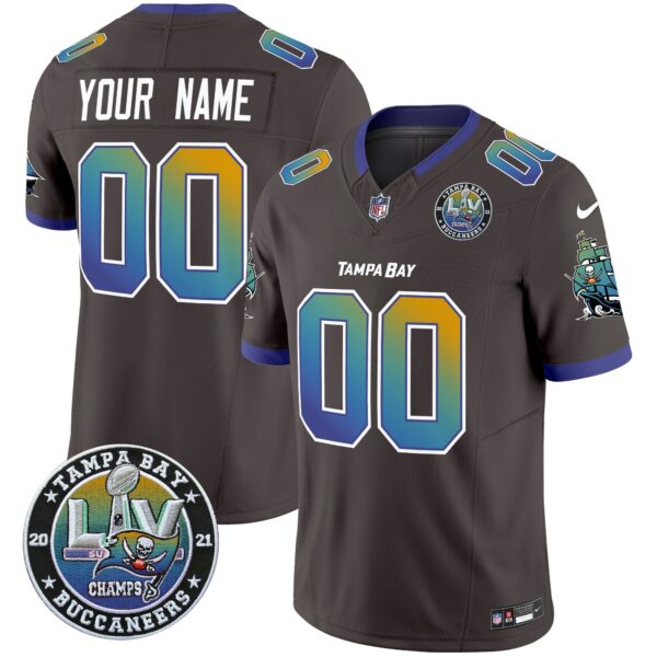 Buccaneers Tampa City Super Bowl LIV Patch Vapor Limited Custom Jersey – All Stitched – Pewter Jersey