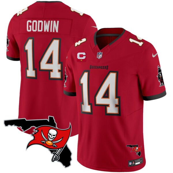 Buccaneers Florida Patch Vapor Limited Jersey – All Stitched – Red – Chris Godwin Jersey