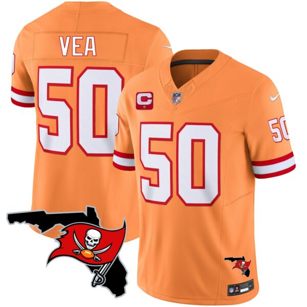Buccaneers Florida Patch Vapor Limited Jersey – All Stitched – Orange – Vita Vea Jersey