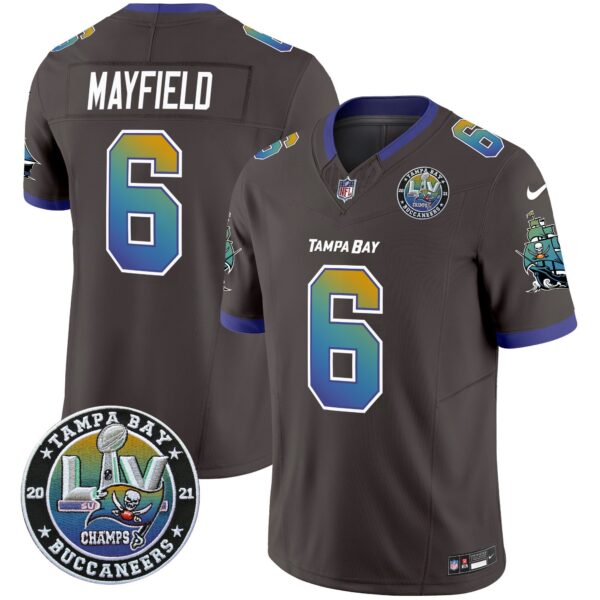 Buccaneers Tampa City Super Bowl LIV Patch Vapor Limited Jersey – All Stitched – Pewter – Baker Mayfield Jersey