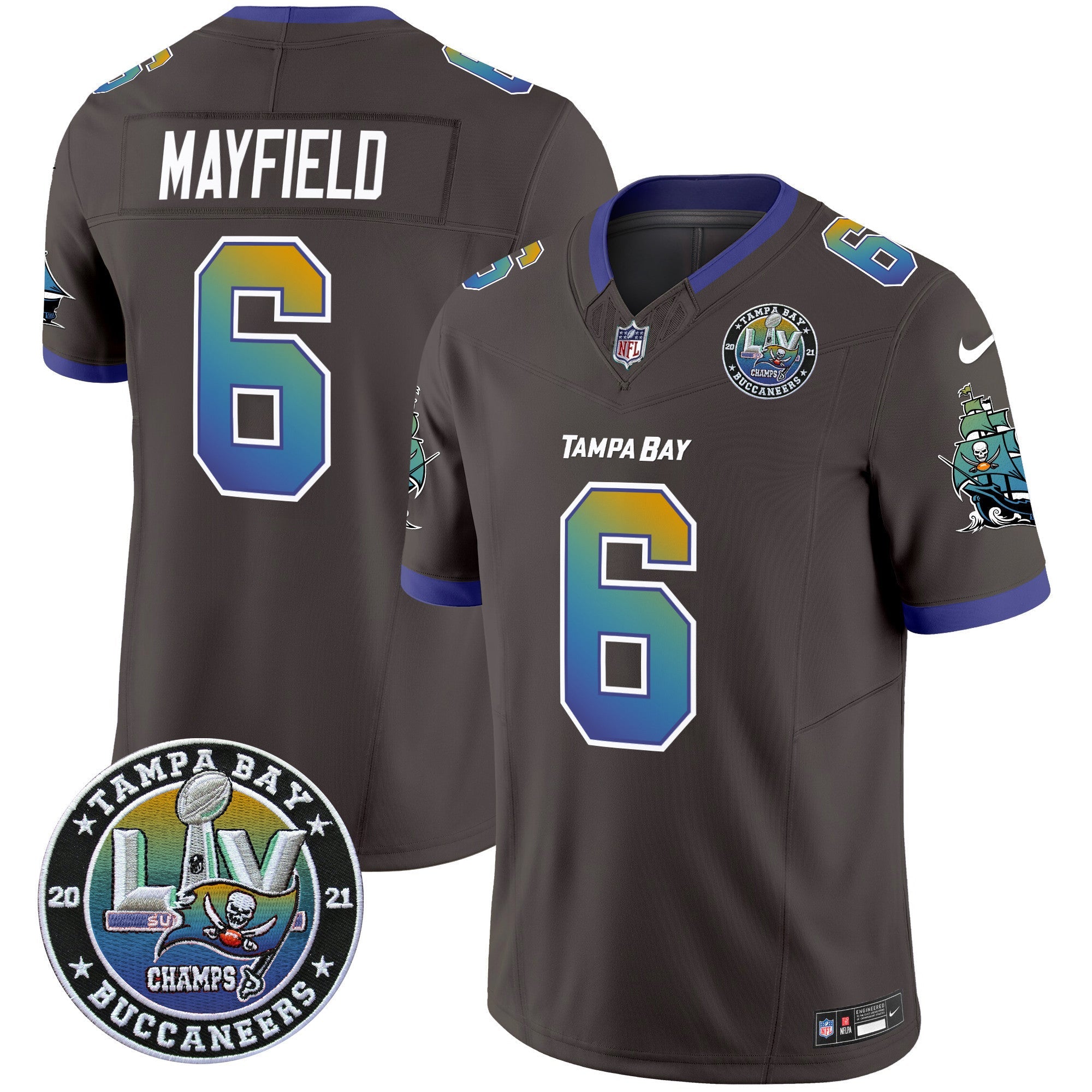 Buccaneers Tampa City Super Bowl LIV Patch Vapor Limited Jersey – All Stitched – Pewter – Baker Mayfield Jersey