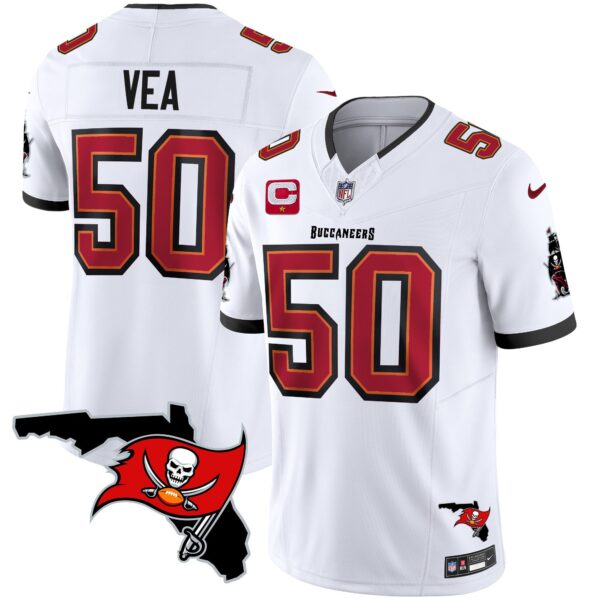 Buccaneers Florida Patch Vapor Limited Jersey – All Stitched – White – Vita Vea Jersey