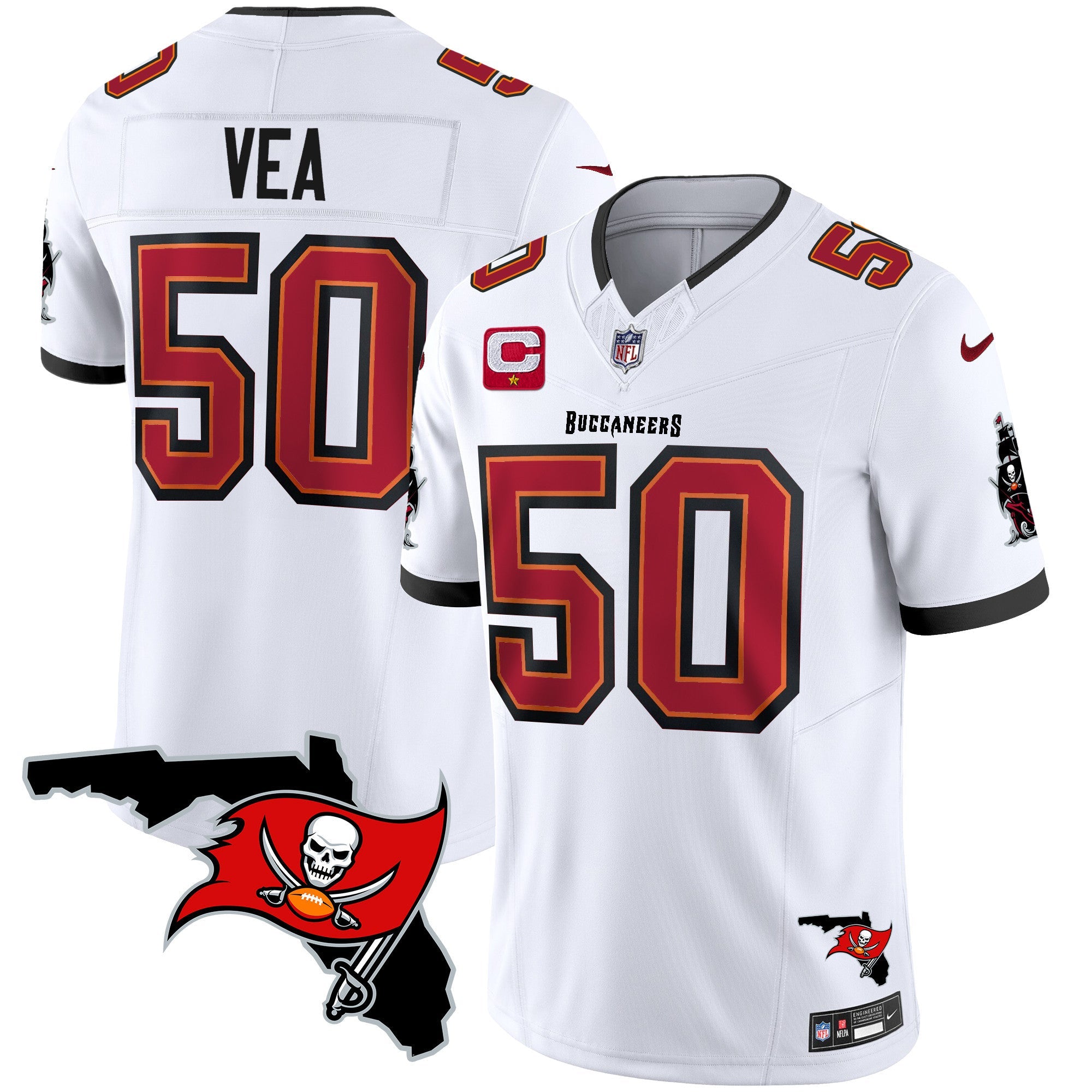 Buccaneers Florida Patch Vapor Limited Jersey – All Stitched – White – Vita Vea Jersey