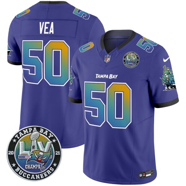 Buccaneers Tampa City Super Bowl LIV Patch Vapor Limited Jersey – All Stitched – Purple – Vita Vea Jersey