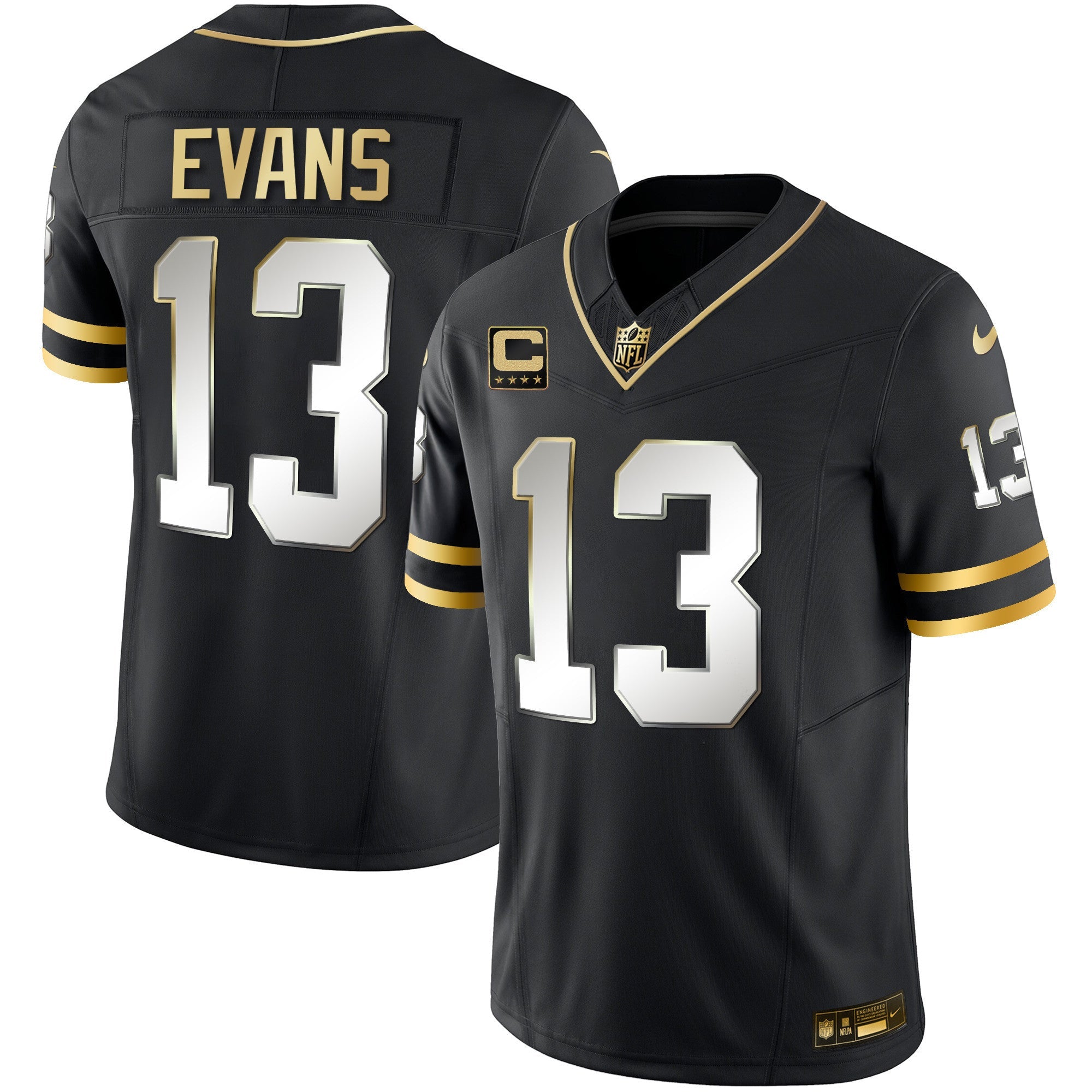 Buccaneers Throwback & Gold Limited Jersey – All Stitched – Black Limited – Mike Evans Jersey