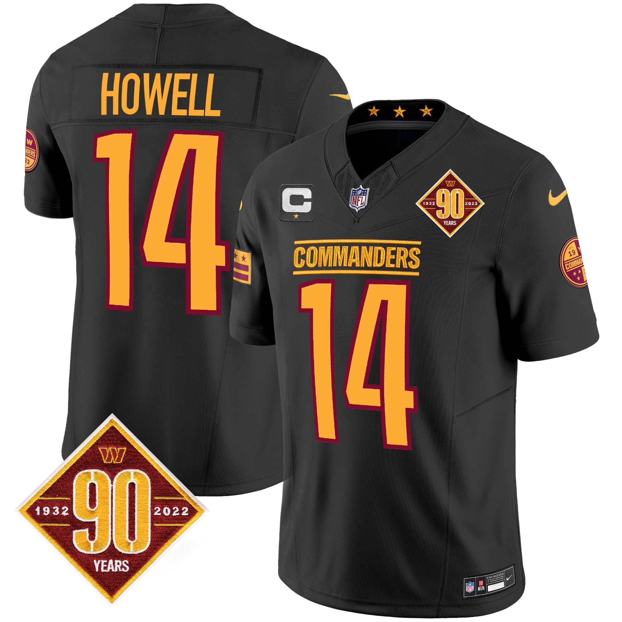 Washington Commanders 90th Anniversary Patch Vapor Jersey – All Stitched – Black – Sam Howell Jersey