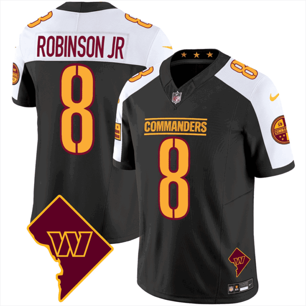 Washington Commanders Washington DC Map Patch Jersey – All Stitched – Black Alternate – Robinson Jr. Jersey