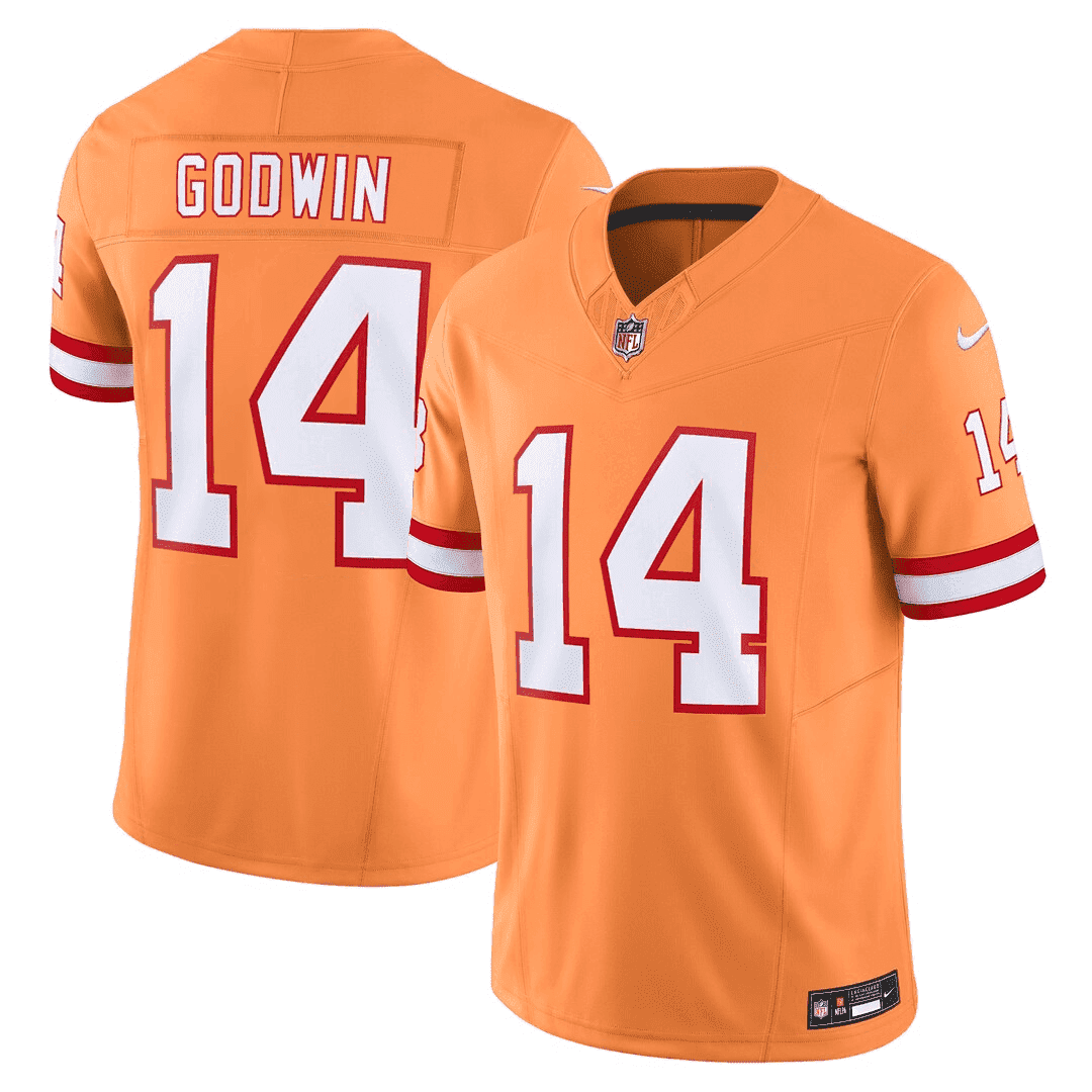 Buccaneers Throwback & Gold Limited Jersey – All Stitched – Orange – Chris Godwin Jersey