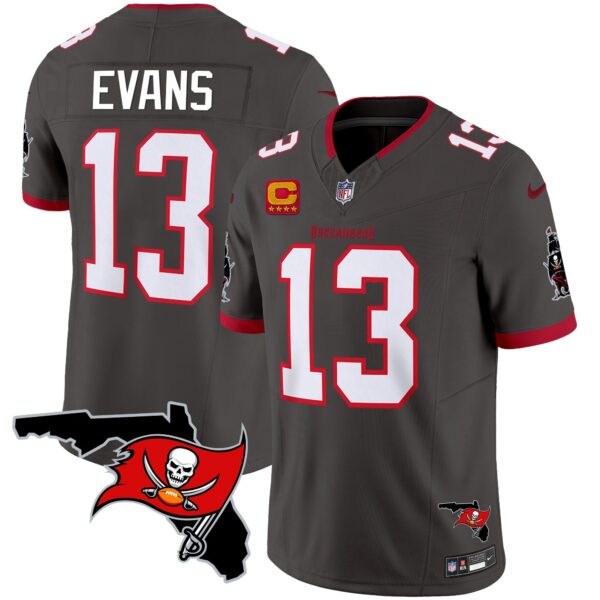 Buccaneers Florida Patch Vapor Limited Jersey – All Stitched – Pewter – Mike Evans Jersey
