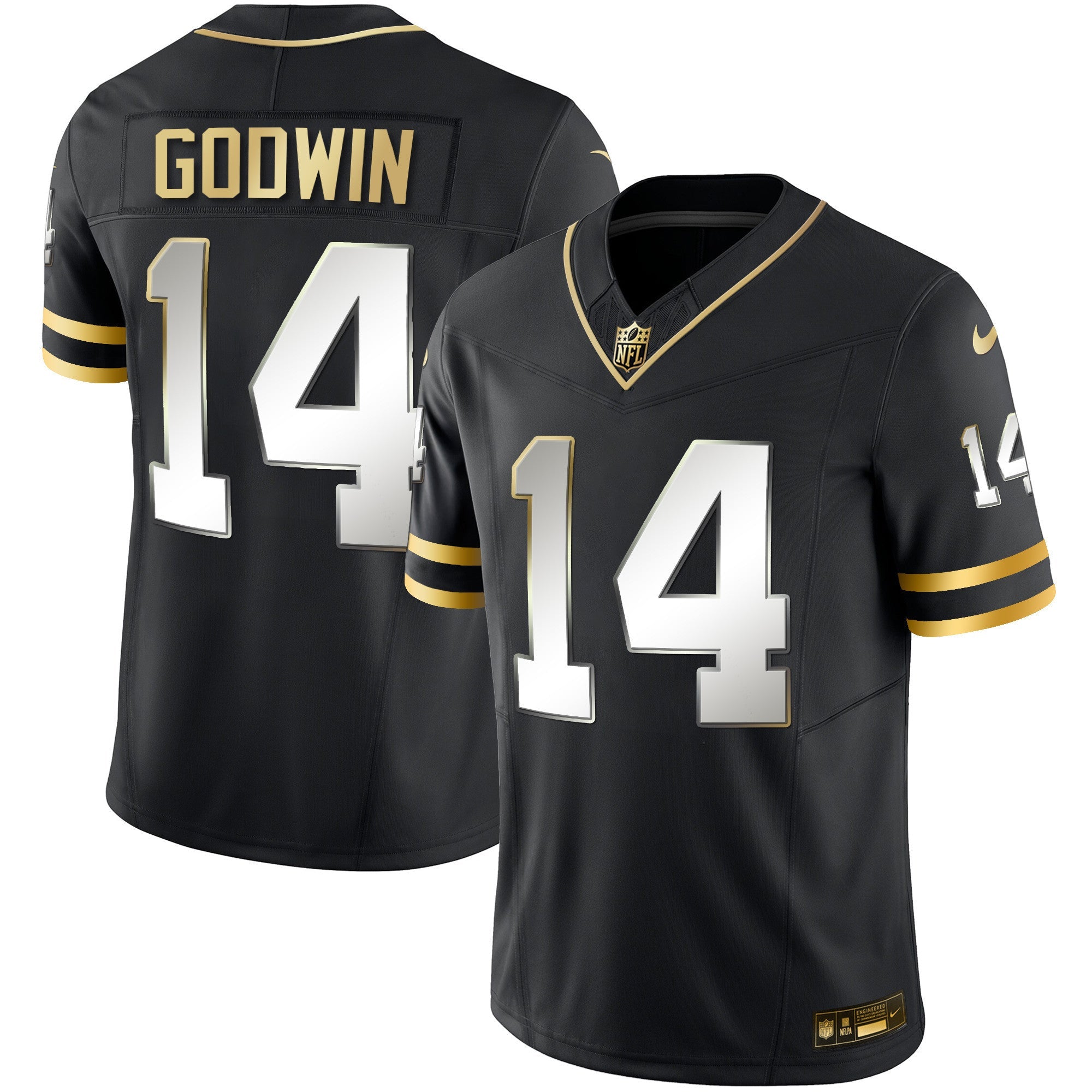 Buccaneers Throwback & Gold Limited Jersey – All Stitched – Black Limited – Chris Godwin Jersey