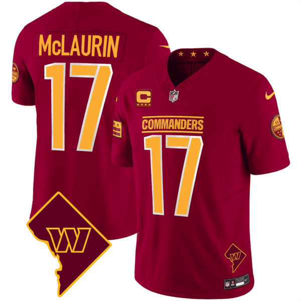 Washington Commanders Washington DC Map Patch Jersey – All Stitched – Burgundy – Terry McLaurin Jersey