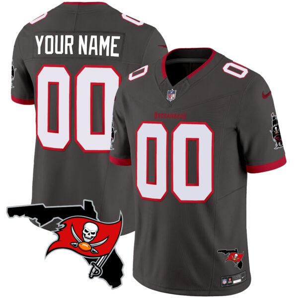 Buccaneers Florida Patch Vapor Limited Custom Jersey – All Stitched – Pewter Jersey