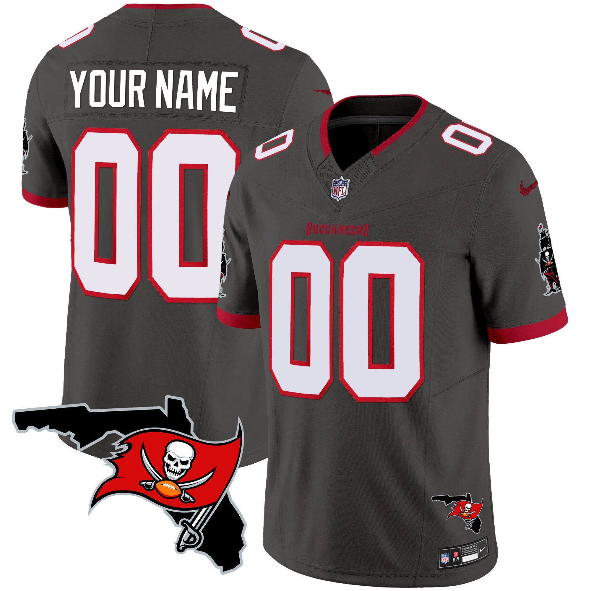 Buccaneers Florida Patch Vapor Limited Custom Jersey – All Stitched – Pewter Jersey