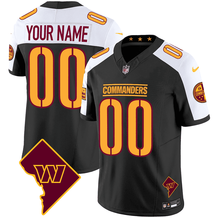 Washington Commanders Washington DC Map Patch Custom Jersey – All Stitched – Black Alternate Jersey