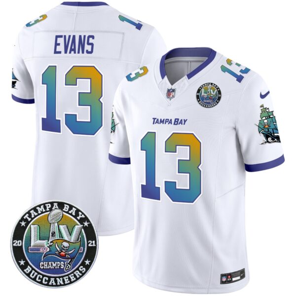 Buccaneers Tampa City Super Bowl LIV Patch Vapor Limited Jersey – All Stitched – White – Mike Evans Jersey