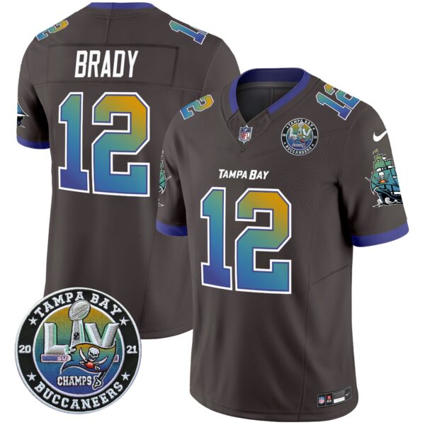 Buccaneers Tampa City Super Bowl LIV Patch Vapor Limited Jersey – All Stitched – Pewter – Tom Brady Jersey