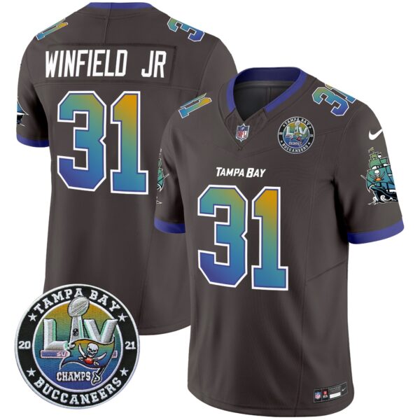 Buccaneers Tampa City Super Bowl LIV Patch Vapor Limited Jersey – All Stitched – Pewter – Antoine Winfield Jr. Jersey