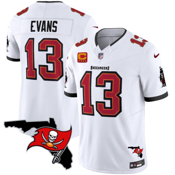 Buccaneers Florida Patch Vapor Limited Jersey – All Stitched – White – Mike Evans Jersey