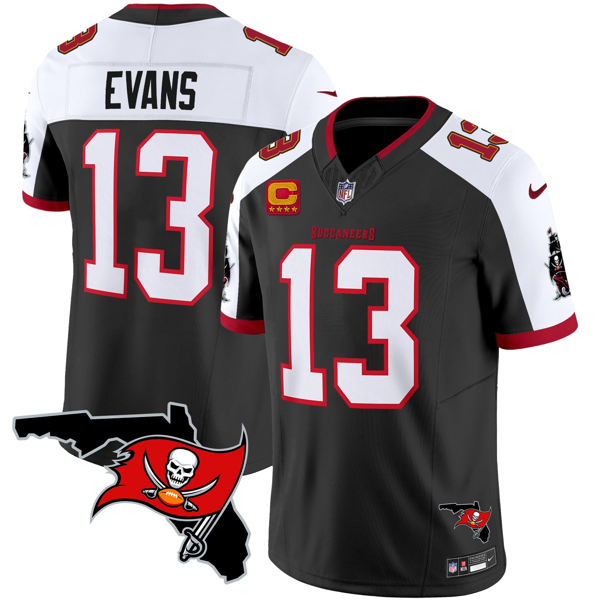 Buccaneers Florida Patch Vapor Limited Jersey – All Stitched – Black Alternate – Mike Evans Jersey