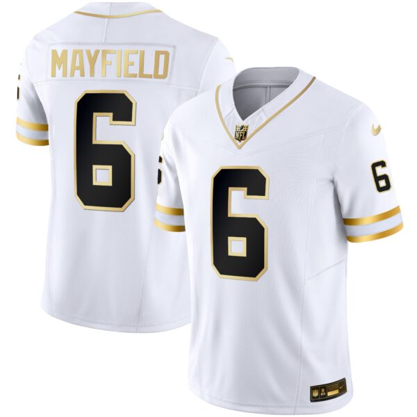 Buccaneers Throwback & Gold Limited Jersey – All Stitched – White Gold – Baker Mayfield Jersey