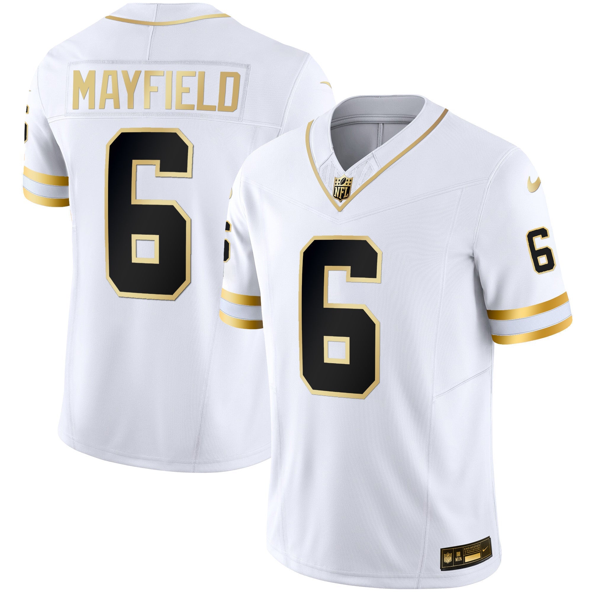 Buccaneers Throwback & Gold Limited Jersey – All Stitched – White Gold – Baker Mayfield Jersey
