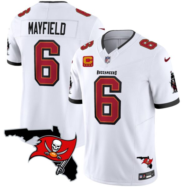 Buccaneers Florida Patch Vapor Limited Jersey – All Stitched – White – Baker Mayfield Jersey