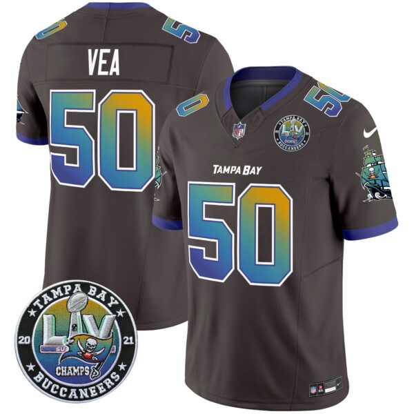 Buccaneers Tampa City Super Bowl LIV Patch Vapor Limited Jersey – All Stitched – Pewter – Vita Vea Jersey