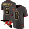 Buccaneers Florida Patch Gold Trim Vapor Jersey – All Stitched – Pewter – Baker Mayfield Jersey