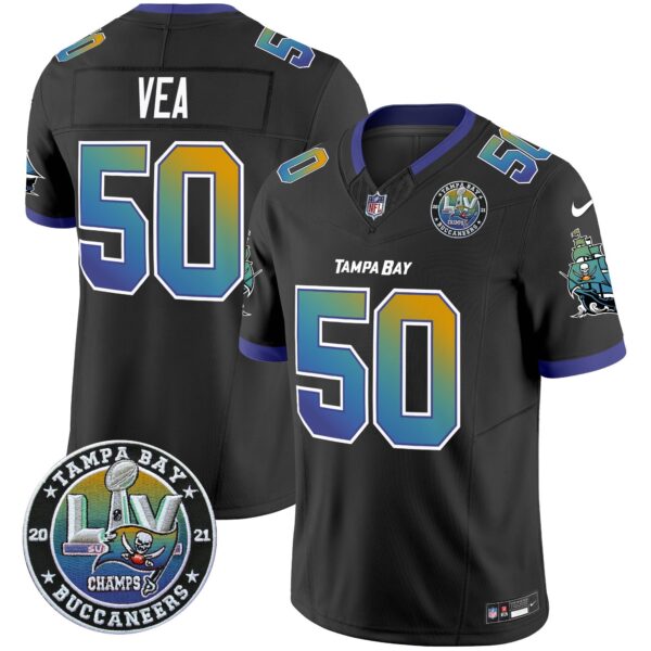 Buccaneers Tampa City Super Bowl LIV Patch Vapor Limited Jersey – All Stitched – Black – Vita Vea Jersey