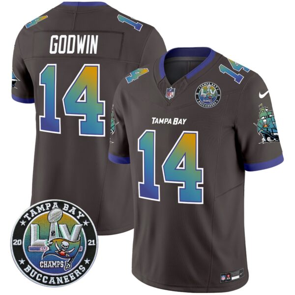 Buccaneers Tampa City Super Bowl LIV Patch Vapor Limited Jersey – All Stitched – Pewter – Chris Godwin Jersey
