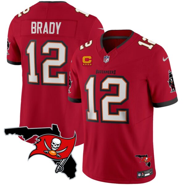 Buccaneers Florida Patch Vapor Limited Jersey – All Stitched – Red – Tom Brady Jersey