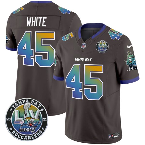 Buccaneers Tampa City Super Bowl LIV Patch Vapor Limited Jersey – All Stitched – Pewter – Devin White Jersey