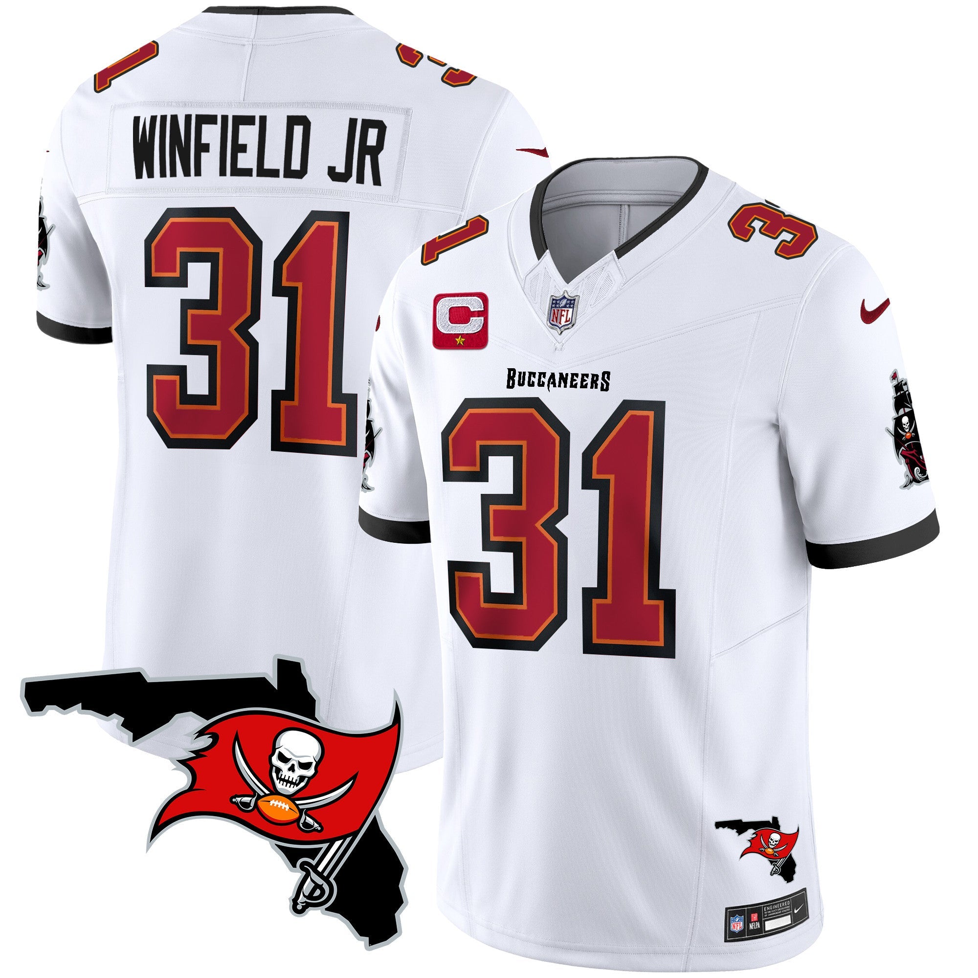 Buccaneers Florida Patch Vapor Limited Jersey – All Stitched – White – Antoine Winfield Jr. Jersey