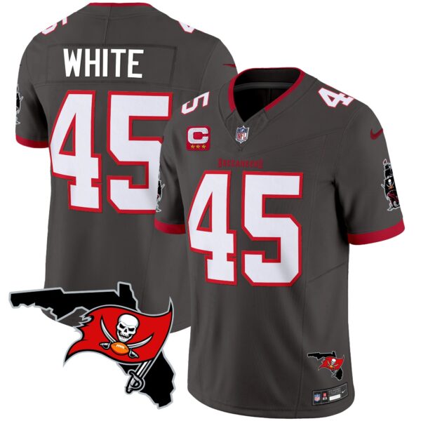 Buccaneers Florida Patch Vapor Limited Jersey – All Stitched – Pewter – Devin White Jersey