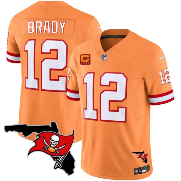 Buccaneers Florida Patch Vapor Limited Jersey – All Stitched – Orange – Tom Brady Jersey