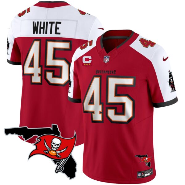 Buccaneers Florida Patch Vapor Limited Jersey – All Stitched – Red Alternate – Devin White Jersey