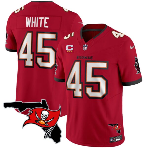 Buccaneers Florida Patch Vapor Limited Jersey – All Stitched – Red – Devin White Jersey