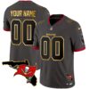 Buccaneers Florida Patch Gold Trim Vapor Custom Jersey – All Stitched – Pewter Jersey