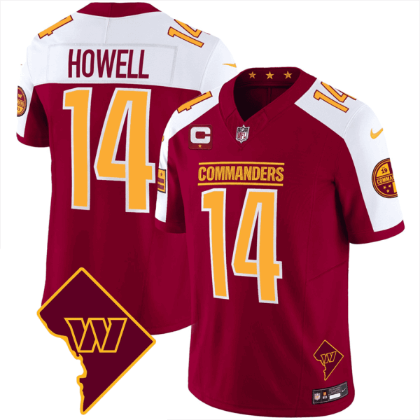 Washington Commanders Washington DC Map Patch Jersey – All Stitched – Burgundy Alternate – Sam Howell Jersey