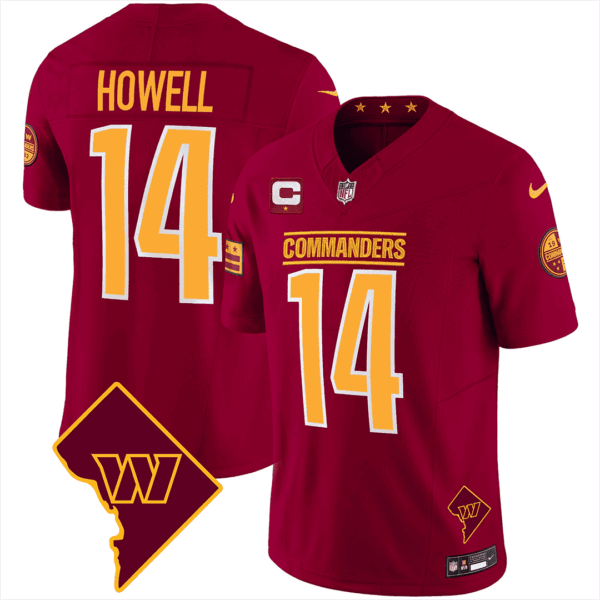 Washington Commanders Washington DC Map Patch Jersey – All Stitched – Burgundy – Sam Howell Jersey