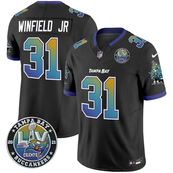 Buccaneers Tampa City Super Bowl LIV Patch Vapor Limited Jersey – All Stitched – Black – Antoine Winfield Jr. Jersey