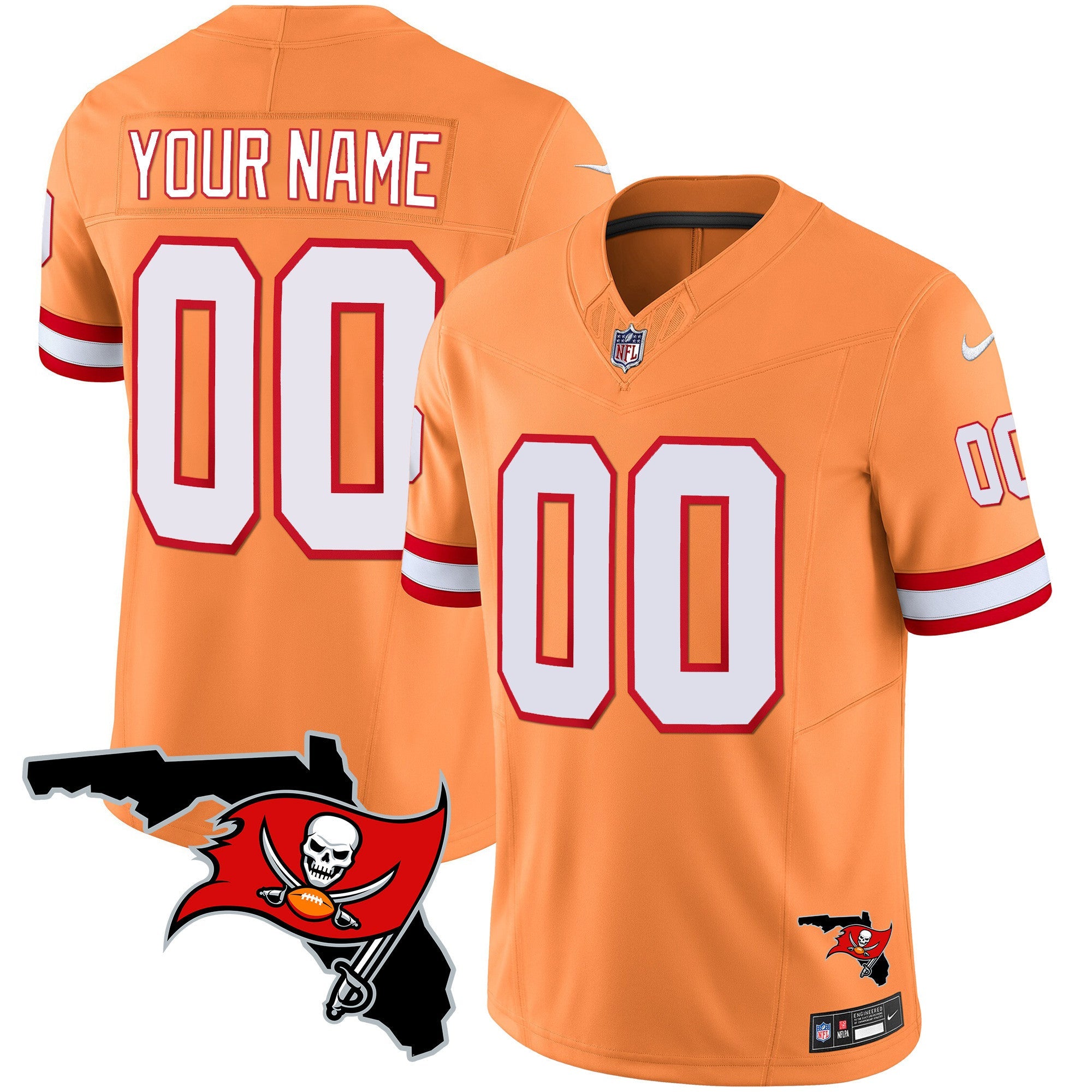 Buccaneers Florida Patch Vapor Limited Custom Jersey – All Stitched – Orange Jersey