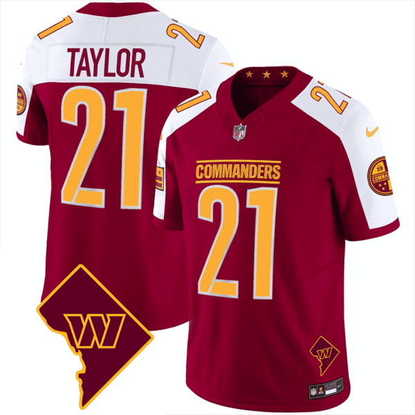 Washington Commanders Washington DC Map Patch Jersey – All Stitched – Burgundy Alternate – Sean Taylor Jersey
