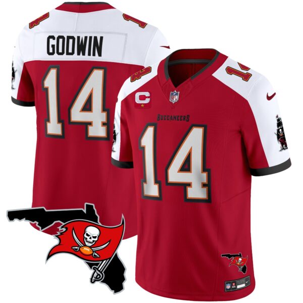 Buccaneers Florida Patch Vapor Limited Jersey – All Stitched – Red Alternate – Chris Godwin Jersey