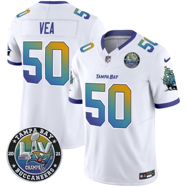Buccaneers Tampa City Super Bowl LIV Patch Vapor Limited Jersey – All Stitched – White – Vita Vea Jersey