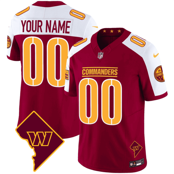 Washington Commanders Washington DC Map Patch Custom Jersey – All Stitched – Burgundy Alternate Jersey